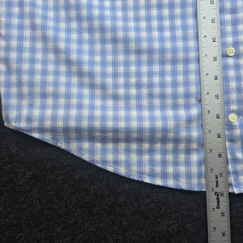 Peter Millar Mens Blue White Gingham Long Sleeve Button Down Dress Shirt Size XL - Picture 8 of 9